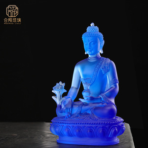 Cristallo. Statua di Buddha della Medicina, Centrotavola per Altare Domestico, Base a Loto Traslucida, Spazio Spirituale per Pasqua e Natale, Bhaisajyaguru - Product Image 4