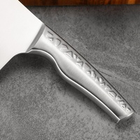 Couteau Santoku de cuisine en acier inoxydable 304Cu antibactérien, tranchant comme un rasoir, avec manche confortable antidérapant en forme de marteau