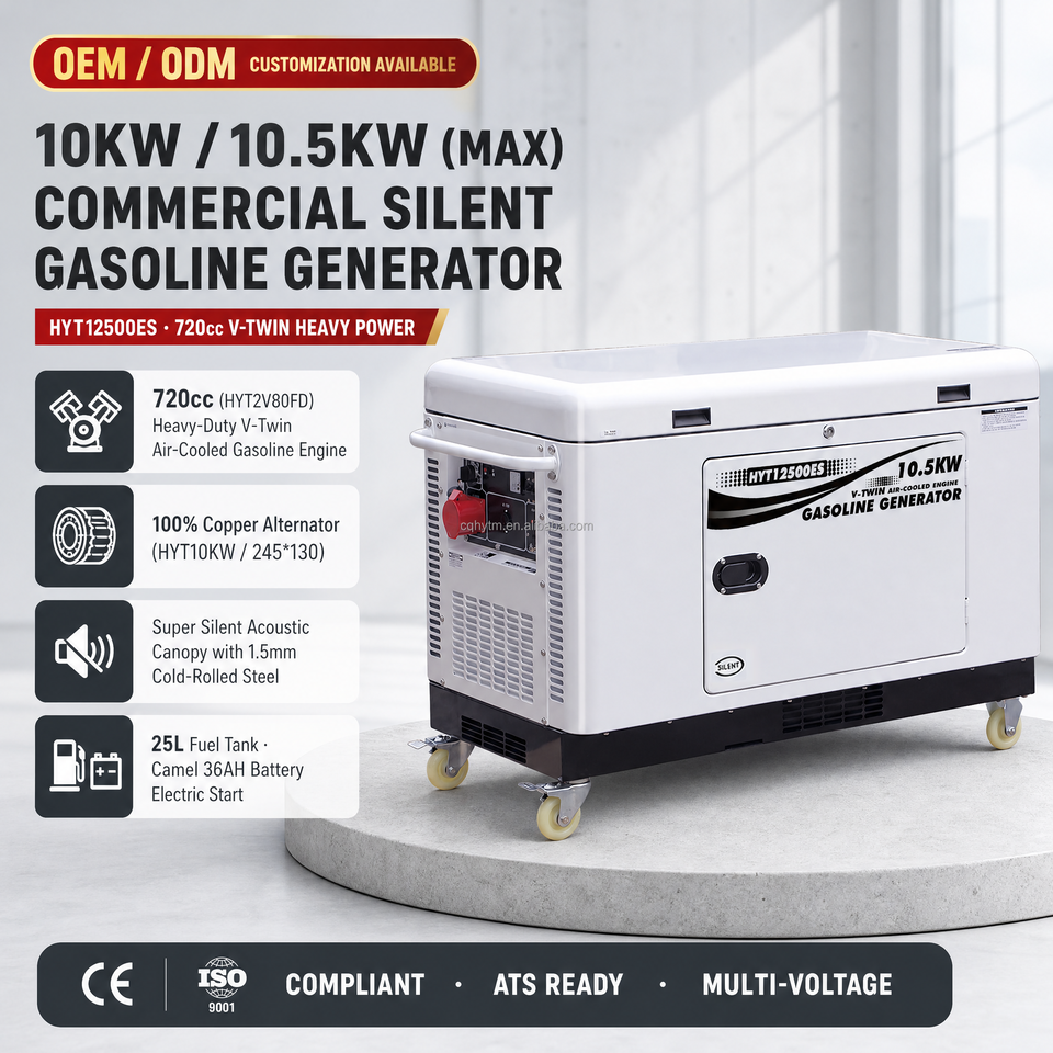 HYT12500ES 10kW Gasoline Generator 10.5kW Max 720cc V-Twin Air-Cooled ...