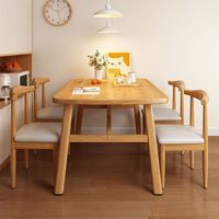 Ensemble table et chaises en bois pas cher pour petits appartements, forme rectangulaire, 3-4 personnes, usage domestique et commercial