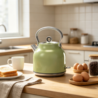 Bouilloire électrique en acier inoxydable à chauffe rapide 240V avec base rotative pour hôtels et hôtellerie de luxe