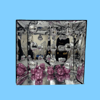 Boîte de photomaton personnalisée en miroir argenté, panneau de fond carré à paillettes, matériau PVC portable, ballons en feuille d'argent