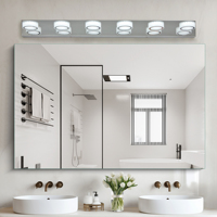Luminaire LED moderne pour miroir de salle de bain, 52 pouces, finition chromée, acier inoxydable, 7 lumières, non dimmable, montage mural, 6000K