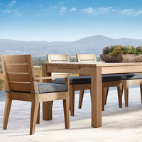 Ensemble de table et chaises de salle à manger d'extérieur télescopiques en teck anti-corrosion, style minimaliste moderne, pour jardin, balcon, véranda