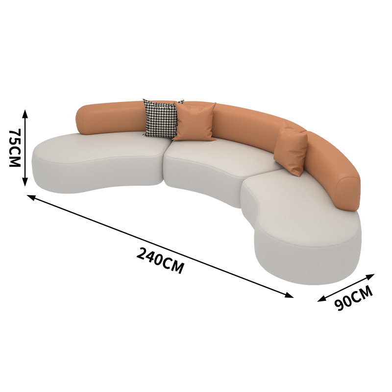 Sofá grande de 2,4 metros naranja y blanco roto