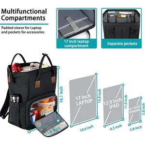 Mochila de almoço resistente à água para viagens de negócios e faculdades OEM mochila para laptop de 17,3 polegadas para caminhadas