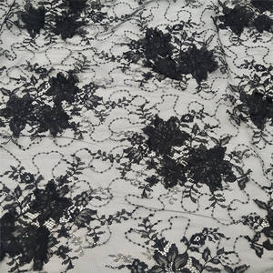 Tela de Encaje Francés Tejida con Lentejuelas Negras en 3D, Encaje Nupcial con Patrón Floral, Textiles de Lujo para el Hogar - Product Image 2