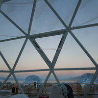 Nouvelle mode de tente dôme en verre étanche de luxe de 6m dôme en verre pour glamping maison avec ventilateur solaire
