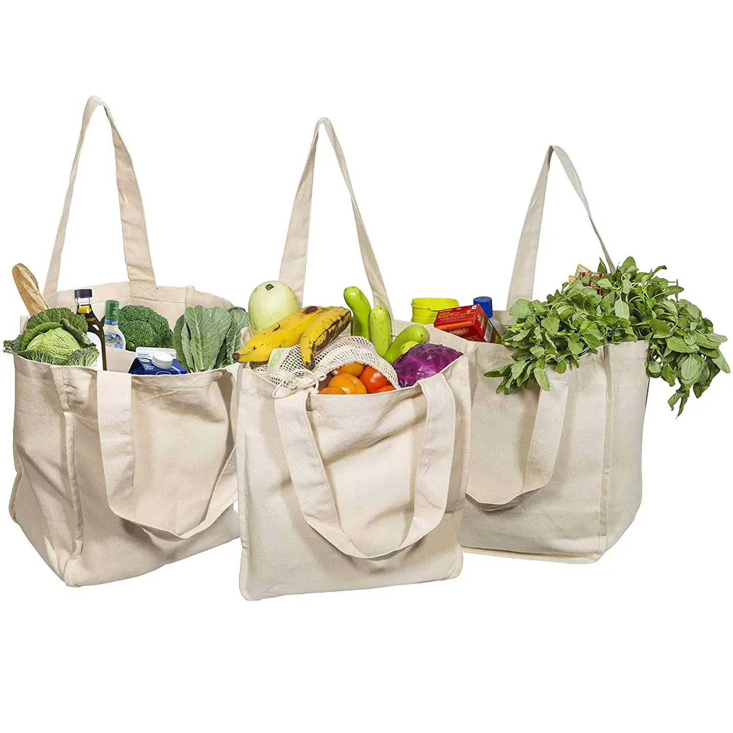 Fabrik heißer Verkauf faltbar Große Kapazität Supermarkt Gemüse Obst einkaufen große Leinwand Einkaufstasche
