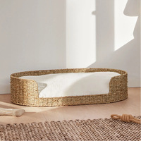 Panier de couchage ovale en jonc de mer naturel écologique tressé à la main pour animaux de compagnie – Confortable pour chats et chiens – Vente en gros