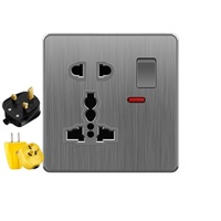 Interruptor de Pared Eléctrico Universal Gris de 13A con 2 Tomas USB (Tipo-C y A), Interruptor de Atenuación para Ventilador, Material de PC, 250V