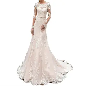 Womens Sexy Prom White Brautkleider Sexy rücken freie Tüll Spitze Applikationen Mermaid Beach Brautkleid für die Braut