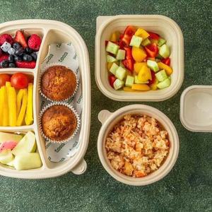 可生物降解 4 隔层玉米淀粉食品容器，46 盎司，可微波加热，新鲜冷冻，外卖一次性午餐盒 - Product Image 2