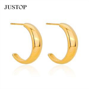 Aros Chapados en Oro JUSTOP, Estilo Clásico, Joyería de Moda Unisex de Aleación - Product Image 1