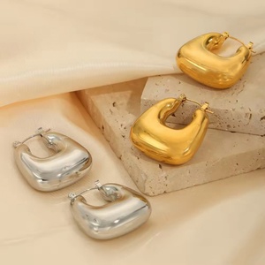 Pendientes de Aro Gruesos de Moda para Mujer, de Acero Inoxidable con Baño de Oro de 18K, Joyería de Moda, Resistentes al Deslustre, Impermeables, con Diseño de Burbuja - Product Image 2
