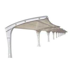 Abri de voiture moderne en alliage d'aluminium avec toit en arche, imperméable, pour parking extérieur, structure revêtue de PVC et de peinture en poudre - Product Image 1