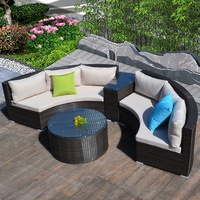 Neues Design Hotel Villa Park Garten Patio Wetterfest PE Rattan Hand gewebtes rundes Outdoor-Sofa