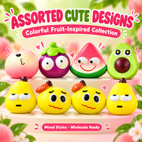 Assortiment de jouets squishy en PU à montée lente, motifs fruits de dessin animé, mignons, doux, anti-stress, à presser, 12 pièces, boîte de présentation, vente en gros