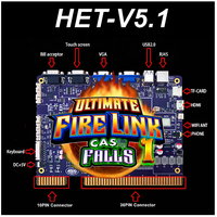 Cash Falls 1 5 en 1 Ultimate Fire Link Vertical Pass Skill Game Board, Tablero de Juego PCB Operado con Monedas, Máquina de Juego Arcade, Máquina de Entretenimiento