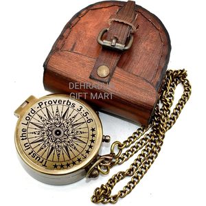 ALFA NAUTICAL <b>Vintage</b> Brass <b>Compass</b> 2 Inch Leather Case Nautical Pocket <b>Compass</b> Engraved Inspirational Guide Portable Navigation - Product Image 4