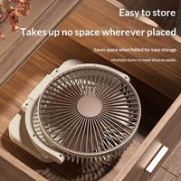 Ventilateur USB transfrontalier avec lumières, mini-ventilateur de bureau, mural, portable, à moteur sans balais, batterie intégrée, en plastique