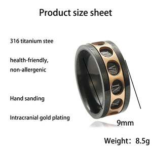 <b>Titanium</b> Steel Rotating Roman Numeral <b>Ring</b> <b>Black</b> Men's Fashion Jewelry Gift 23028 - Product Image 5
