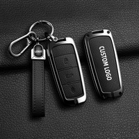 Étui pour clé en alliage de zinc et cuir pour VW Magotan, Arteon, coque de protection pour clé de voiture avec porte-clés