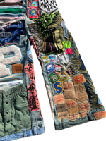 Pantalon en jean personnalisé pour homme, style streetwear, coupe évasée, patchwork, broderie vintage, jean droit en denim