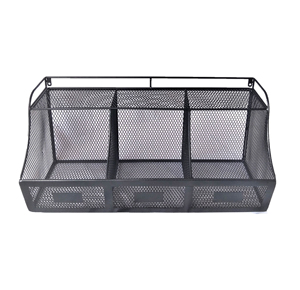 Lớn mộc mạc màu nâu dây kim loại treo tường giỏ trái cây bảng đen tổ chức bin treo Rau sắt Lưới lưu trữ bin đóng hộp - Product Image 2