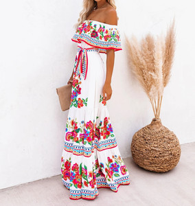 Robe d'été pour femmes S-3XL, imprimé tendance, robe <span class=keywords><strong>maxi</strong></span> sexy à col en V, pour femme, décontractée, élégante, robe de soirée, vestidos, robe nouvelle pour femme - Product Image 5