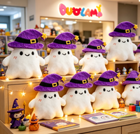 Peluche fantôme OEM ODM, jouet en peluche doux et mignon avec chapeau de sorcier pour Halloween, idéal pour les cadeaux d'enfants et les fêtes, personnalisable