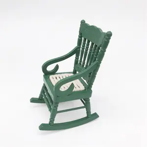 1:12 échelle Mini maison maison meubles en bois accessoires blanc rouge maison de poupée Miniature chaise à bascule modèle