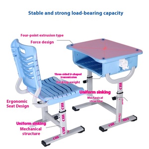 Ensemble table et chaise réglables en hauteur pour l'apprentissage des élèves du primaire et du collège, idéal pour la formation en classe ST-208G-1 M - Product Image 4