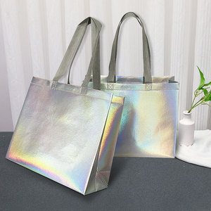 Sac Cadeau Paillettes Réutilisable Non-tissé Argent Métallisé Laser Tissé Sac Shopping Sublimation Tote Bag avec - Product Image 2