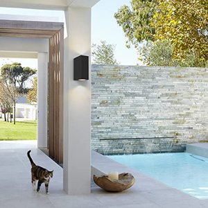 Aplique de aluminio rectangular negro mate GU10 LED luz exterior moderna para patio arriba y abajo - Product Image 3