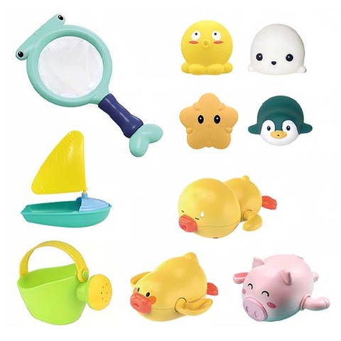 Cartoon Kid Marine Animals Fishing Net Set Plastic Child Toy for Bathroom Fish Catch Net Toy