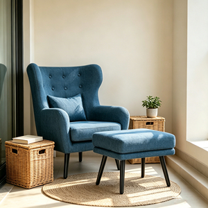 Poltrona Singola CARLFORD con Poggiapiedi, Set di Sedie per Soggiorno e Hotel - Product Image 2