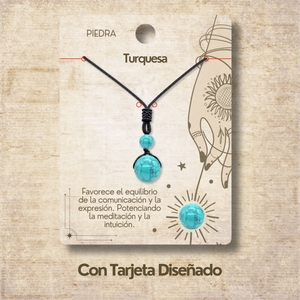 Collana minimalista con catena a maglie in acciaio inossidabile in pietra naturale con ciondolo a sfera turchese da 14mm - Product Image 4