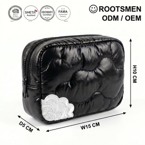 Nylon Cosmetic <b>Bag</b> Cartoon Zipper Closure ISO BSCI Certified Portable Small Size 15x10x5cm White Custom Color ROOTSMEN Fashion - Product Image 1