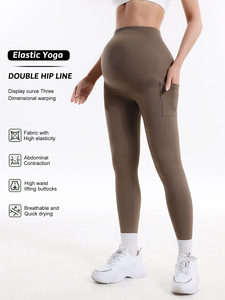 Leggings de maternité sans coutures avec poches, effet push-up, taille haute, <span class=keywords><strong>pour</strong></span> la grossesse et le yoga - Product Image 4