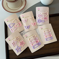 4PCS/Set Jepit Rambut Mini Bentuk Bintang Persegi Panjang Warna Cerah, Jepit Rambut Logam BB, Aksesoris Rambut Anak