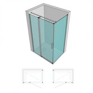 Portes de <span class=keywords><strong>douche</strong></span> coulissantes en aluminium cristal Clematis, cadre moderne, boîte latérale fixe avec verre trempé de 6 mm pour salle de bain, hôtel, cm <span class=keywords><strong>100</strong></span> - Product Image 2