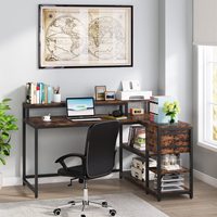 Bureau modulaire en forme de L simple, mobilier de bureau, bureau d'ordinateur en bois avec étagères, bureau d'ordinateur d'angle
