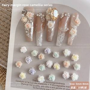 50 Piezas/Paquete de Accesorios de <span class=keywords><strong>Uñas</strong></span> con Diamantes en Forma de Rosa, Color Rosa, Blanco, Azul y Morado, Adornos de Camelia Tallados Suaves, Pequeñas Joyas de Resina - Product Image 3