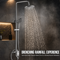Ensemble bain-douche 3 fonctions à poignée unique, pommeau de douche 8 pouces et douchette à main, poignée et bec en zinc, tube en acier inoxydable 304