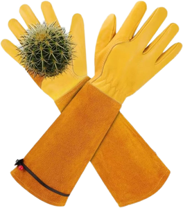Guantes de Jardinería de Cuero Vacuno con Protección Reforzada para el Pulgar y Resistentes al Calor para Uso Laboral - Product Image 1