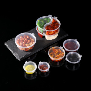 Contenant à sauce jetable rond en plastique PP, gobelet à condiments à emporter avec couvercle intégré, compatible micro-ondes, qualité alimentaire - Product Image 1