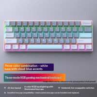 Keyboard Mini USB 61 Tombol Grosir Ready Stock, Tiga Mode BT, Lampu LED Backlit, Kabel, Tipe C untuk Meja, Keyboard Mekanik