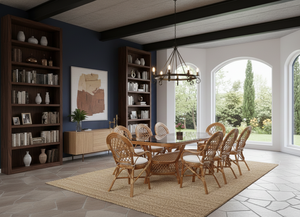 Ensemble de salle à manger en rotin asiatique ancien, magnifiquement conçu et confortable, table longue, Indonésie, pour la maison, l'hôtel, l'appartement - Product Image 5