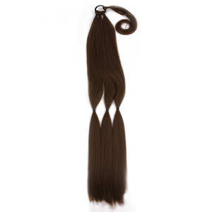 Estensione per Coda di Cavallo Sintetica Intrecciata Nera Lunga 34 Pollici in Fibra Resistente al Calore <span class=keywords><strong>con</strong></span> Elastico, Posticcio a Trama <span class=keywords><strong>Singola</strong></span> per Donne - Product Image 3